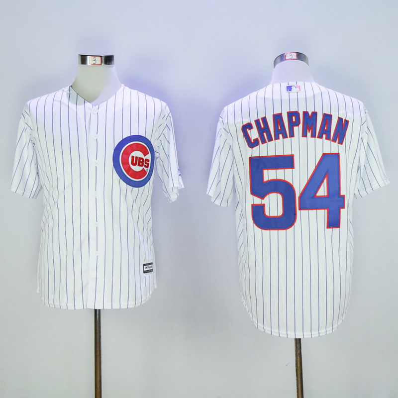 Men Chicago Cubs 54 Chapman White MLB Jerseys